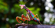 colorful praying mantis on a tree, praying mantis on a branch, praying mantis