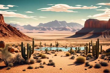 valley with cactus in the desert