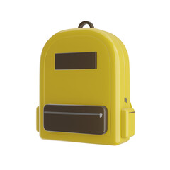 Yellow School backpack on white background