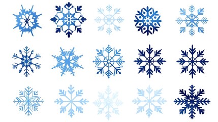 Wall Mural - set of blue snowflakes for the background.