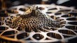 Close up of metal 3D printed object Utilizing laser sintering machine Modern technology for additive 3D printing with metal powder