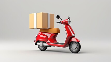 Poster - Fast delivery motorcycle concept for efficient shipping to homes and offices White background with space for text