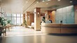 © vxnaghiyev - 3D visualization of a hospital s interior with an entrance and reception desk at the clinic