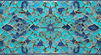 Colorful glazed tile design on an Iranian mosque facade isolated on white Design element
