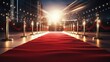 3D rendering image of a red carpet with lights