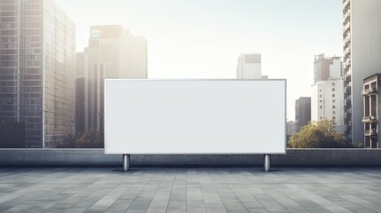 Empty horizontal billboard in downtown with ample space for advertising communication and marketing rendered as a 3D illustration mockup