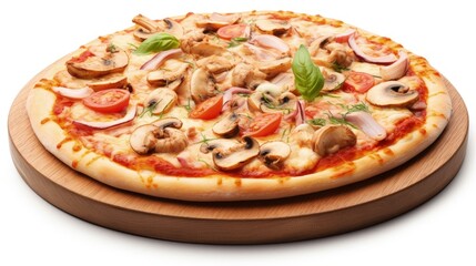 Aufkleber - Delicious seafood pizza on a white background