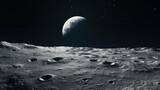 Artemis mission to Moon s surface in deep space from Earth image furnished with white flag