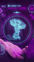 Wall Mural - satellites and space intelligence in infographics in the palm of your hand.
