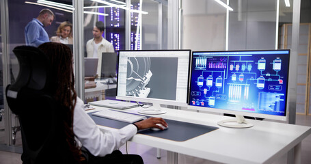 Engineer Doing 3D CAD Model Design On Computer