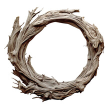 Driftwood Isolated On Transparent Background, Wooden Letter O Made Of Twisted Branches