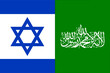 Conflict between Hanna and Israel Palestine flag concept