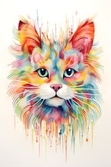  A cat illustration with risograph style