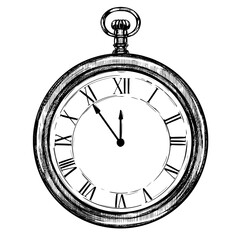 Pocket watch vintage vector sketch illustration