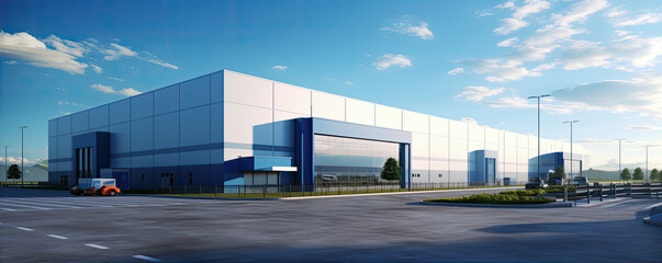 Modern new industrial or factory building. Logistics warehouse