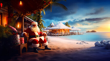 Wall Mural - Illustration of an exotic island for Christmas