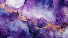 Luxury Abstract Modern Background Purple Marble Texture With Golden Glitter . Fluid Art In Alcohol Ink Technique