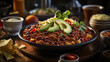 A close up of a steaming bowl of chili loaded UHD wallpaper Stock Photographic Image