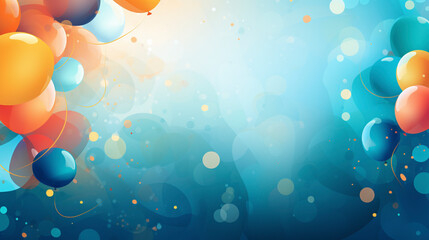 colorful balloons in a moment of celebration, on a smooth blue background, vector style, room for copy, marketing asset