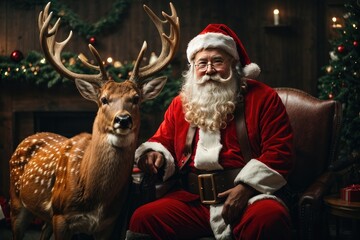 santa claus with christmas gifts