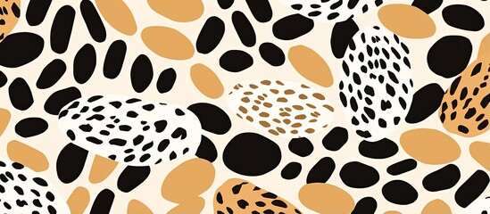 Poster - Zebra stripes and leopard spots blend in a flat geometric pattern with various animal textures creating a tropical textile design