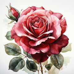 watercolor  rose clipart, generative ai