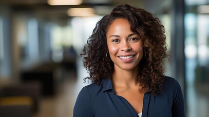portrait of a woman human resources manager at a progressive tech startup crafting hr policies