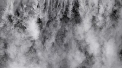 Wall Mural - falling fog streams background 4k loop features streams of white fog falling with a black background