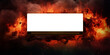 fire and flames background wallpaper with transparent placeholder frame for photo