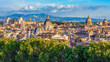 Scenic cityscape of Rome seen from top of St. Angel's castle, Italy
