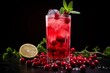 festive cranberry drink adorned with herb. Generative AI