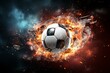 Crashing soccer ball with particles. 3D illustration. High-quality rendering. Generative AI