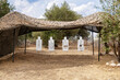 Field shooting range with targets and shelter outdoors