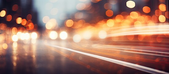 Canvas Print - City traffic road illuminated by car lights creates bokeh With copyspace for text