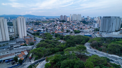 Aerial view of Marginal Tiete in the Freguesia Do O. In São Paulo, SP