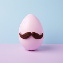 Wall Mural - Easter egg with hipster moustache. Minimal Easter composition,