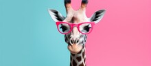Amusing Animals In Contemporary Collage Artwork With Giraffe And Colorful Background
