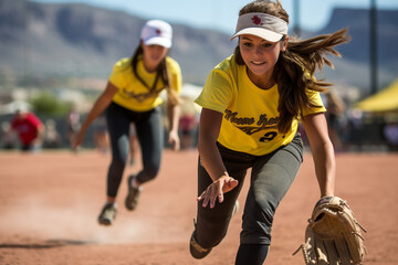 Softball Baseball. team sport with a ball, Fast pitch, Slow pitch, An energetic game of bat and ball, glove. Teamwork, sportsmanship, Entertainment on the outside