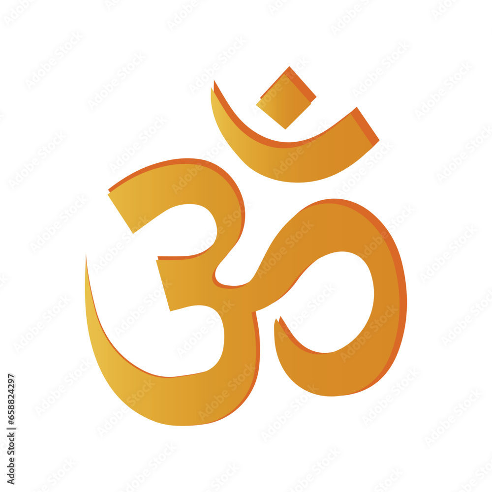 Aum letter on white background. Symbol of Hinduism