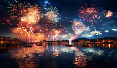 Canvas Print - Sparkling Celebrations, Ringing in the New Year with Fireworks