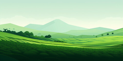 Background of landing page illustration. Abstract organic green farm land lines.