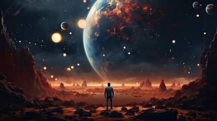 Wall Mural - alien planet and space