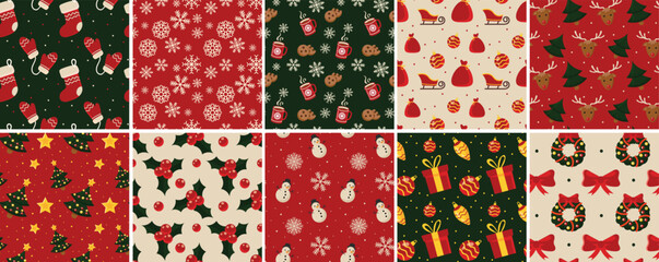 Christmas winter pattern print set for jersey or t-shirt. pixel deers and christmas trees. christmas patterns set