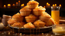 A Stack Of Cornbread Muffins With Fluffy Muffins UHD Wallpaper Stock Photographic Image