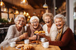 Old ladies have a fun at cafeteria