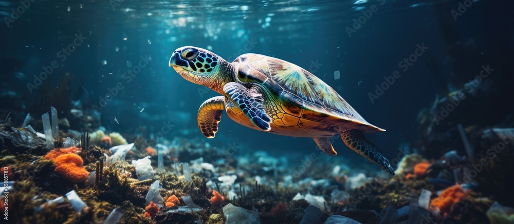 Marine pollution caused by plastic is harmful to sea turtles as they ...