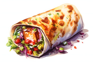 Burrito Watercolor Art Style
