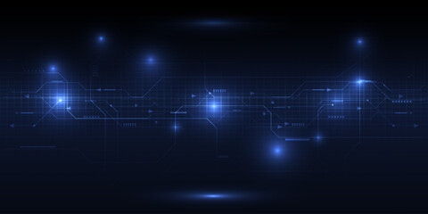 Wall Mural - vector illustration of abstract futuristic digital high technology horizontal line.digital communica