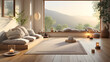 Zen yoga room, meditation, relaxation, living room