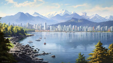  Stanley Park In Vancouver With The Harbor And Mountains In The Distance